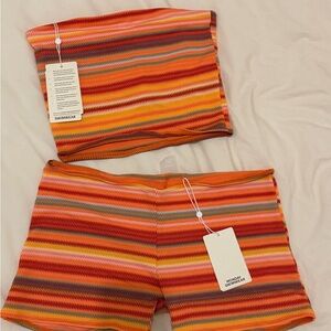 Monday Swimwear Multicolor Striped Bike Shorts